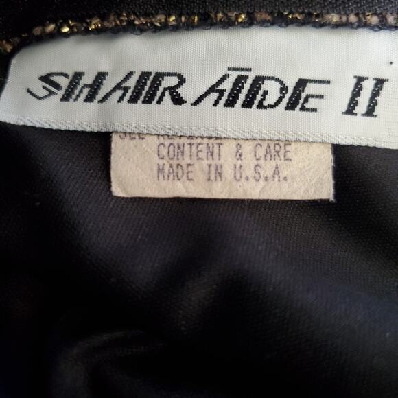 80's Vintage SHAIR AIDE Cocktail Dress CROCHET GOLD LACE Flapper Fringe SIZE 10 - Picture 9 of 10